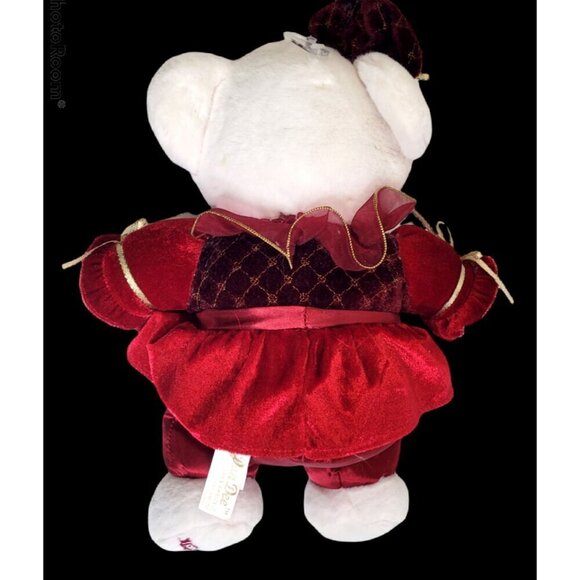 Dan Dee 25th Anniversary Snowflake Girl Bear 12" White Wine Red Dress 2011 - Picture 2 of 8